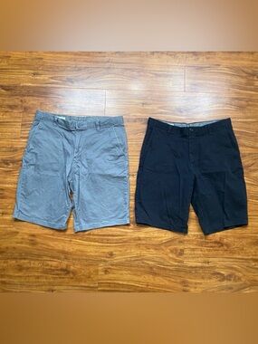 Amazon Essentials Mens Gray + Black Slim Fit Chino Shorts Size 34 Casual Coastal
